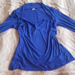 Venus cobalt blue long sleeve gathered bust tee XL